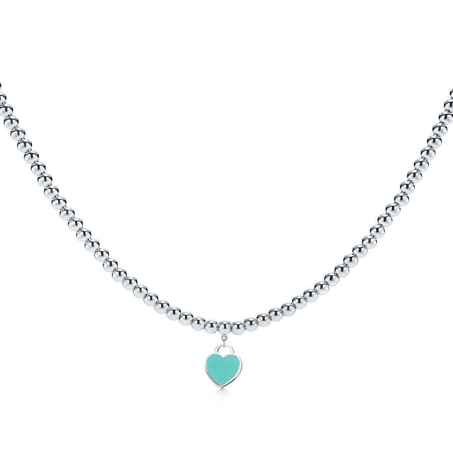 [Ornora Jewelry]HEART PEDANT SILVER BALL CHAIN NECKLACE