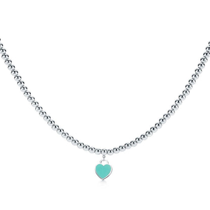 [Ornora Jewelry]HEART PEDANT SILVER BALL CHAIN NECKLACE