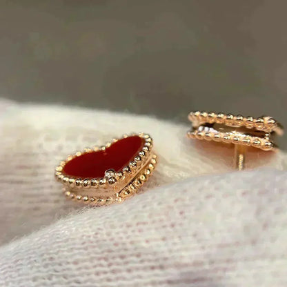 [OrnoraJewelry]HEART CARNELIAN STUD EARRINGS