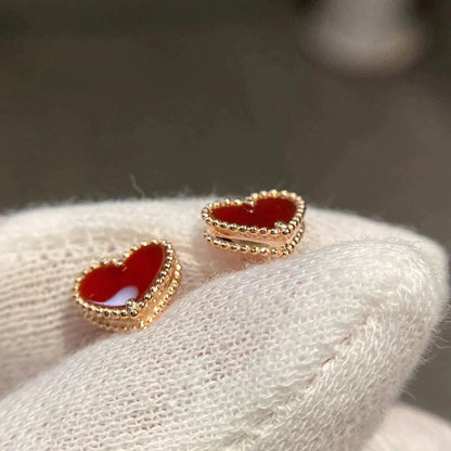 [OrnoraJewelry]HEART CARNELIAN STUD EARRINGS