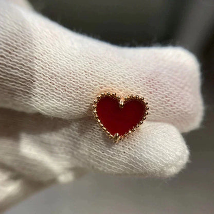 [OrnoraJewelry]HEART CARNELIAN STUD EARRINGS