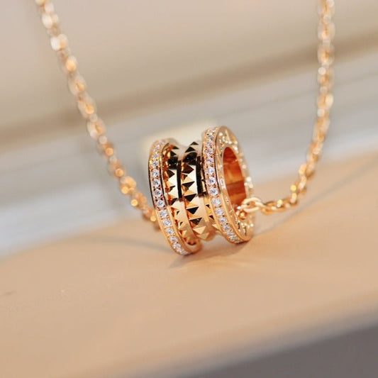 [OrnoraJewelry]ZERO 1 ROCK PEDANT PINK GOLD NECKLACE