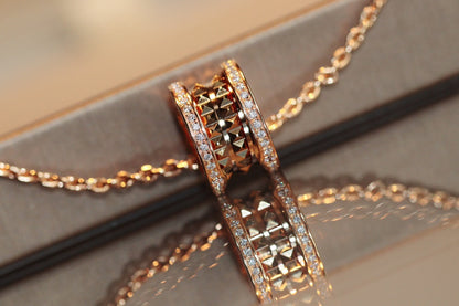 [OrnoraJewelry]ZERO 1 ROCK PEDANT PINK GOLD NECKLACE