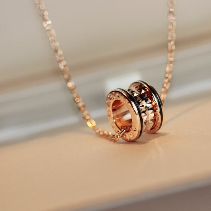 [OrnoraJewelry]ZERO 1 ROCK PEDANT PINK GOLD BLACK NECKLACE