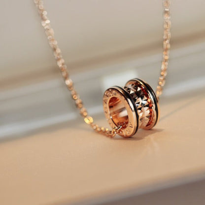 [OrnoraJewelry]ZERO 1 ROCK PEDANT PINK GOLD BLACK NECKLACE