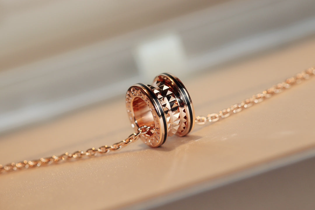 [OrnoraJewelry]ZERO 1 ROCK PEDANT PINK GOLD BLACK NECKLACE