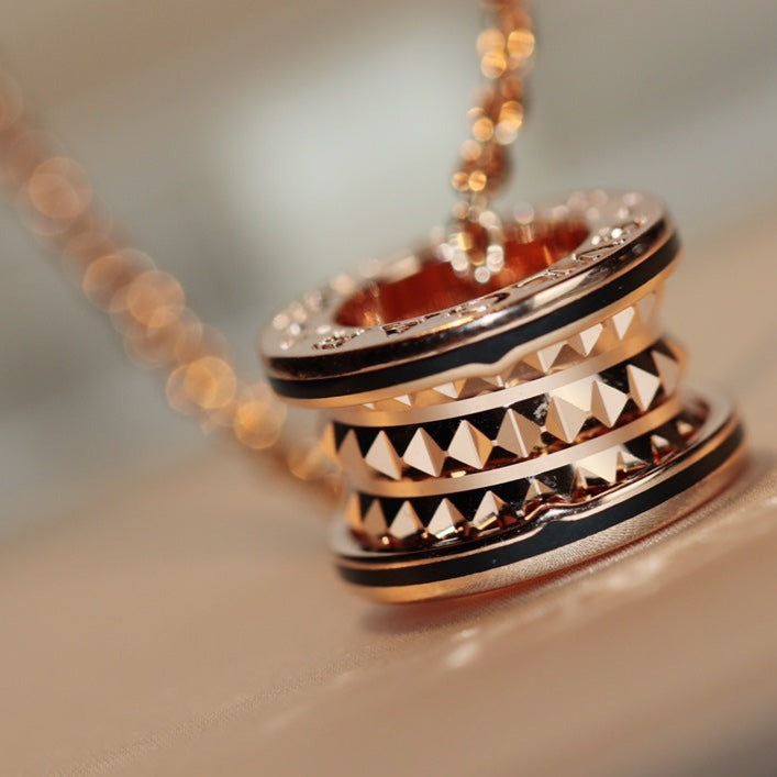 [OrnoraJewelry]ZERO 1 ROCK PEDANT PINK GOLD BLACK NECKLACE