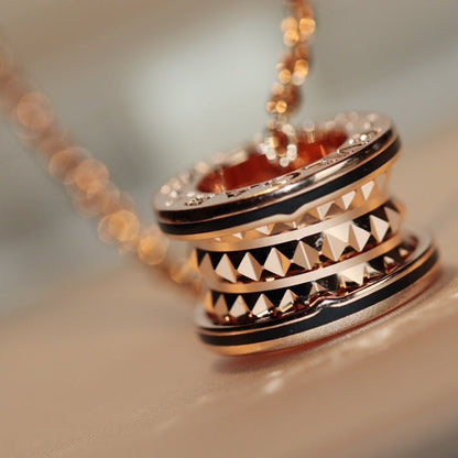 [OrnoraJewelry]ZERO 1 ROCK PEDANT PINK GOLD BLACK NECKLACE