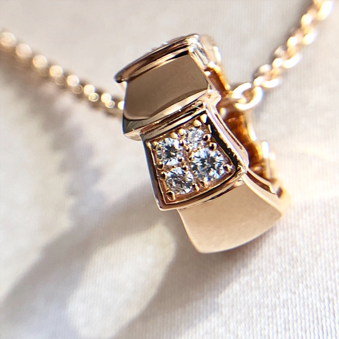 [OrnoraJewelry]SERPENTI PEDANT DIAMOND PINK GOLD NECKLACE