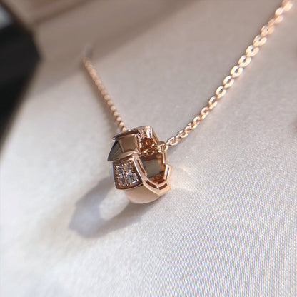 [OrnoraJewelry]SERPENTI PEDANT DIAMOND PINK GOLD NECKLACE