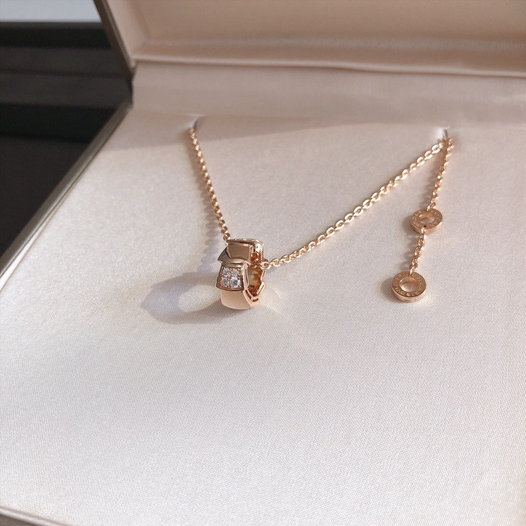 [OrnoraJewelry]SERPENTI PEDANT DIAMOND PINK GOLD NECKLACE