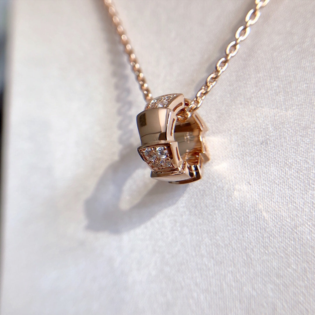 [OrnoraJewelry]SERPENTI PEDANT DIAMOND PINK GOLD NECKLACE