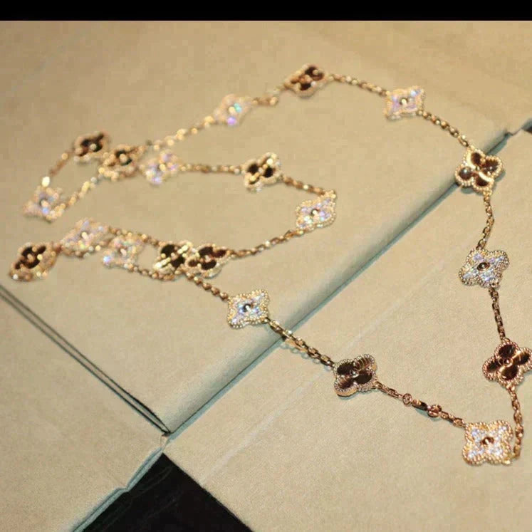 [OrnoraJewelry]CLOVER 20 MOTIFS LASER DIAMOND NECKLACE