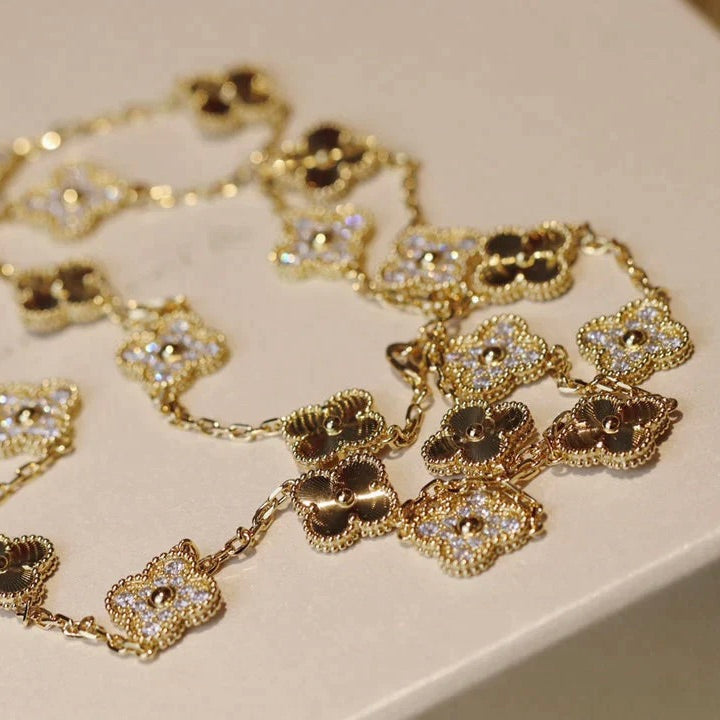 [OrnoraJewelry]CLOVER 20 MOTIFS LASER DIAMOND NECKLACE