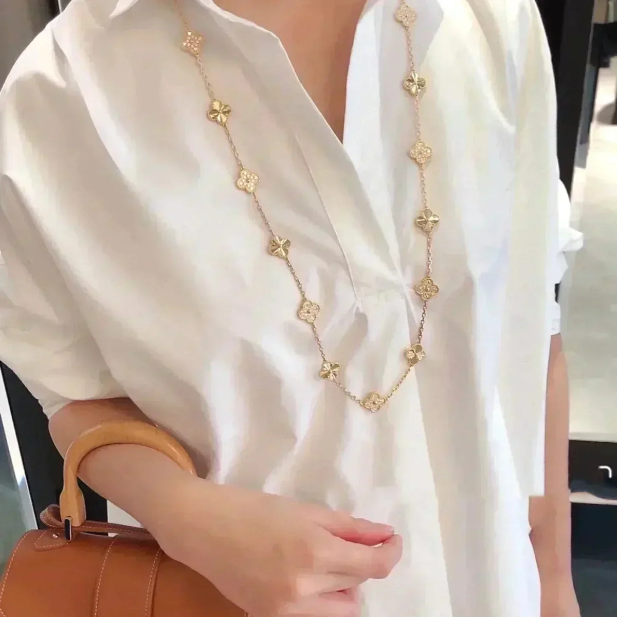 [OrnoraJewelry]CLOVER 20 MOTIFS LASER DIAMOND NECKLACE