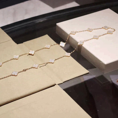 [OrnoraJewelry]CLOVER 20 MOTIFS WHITE MOP NECKLACE