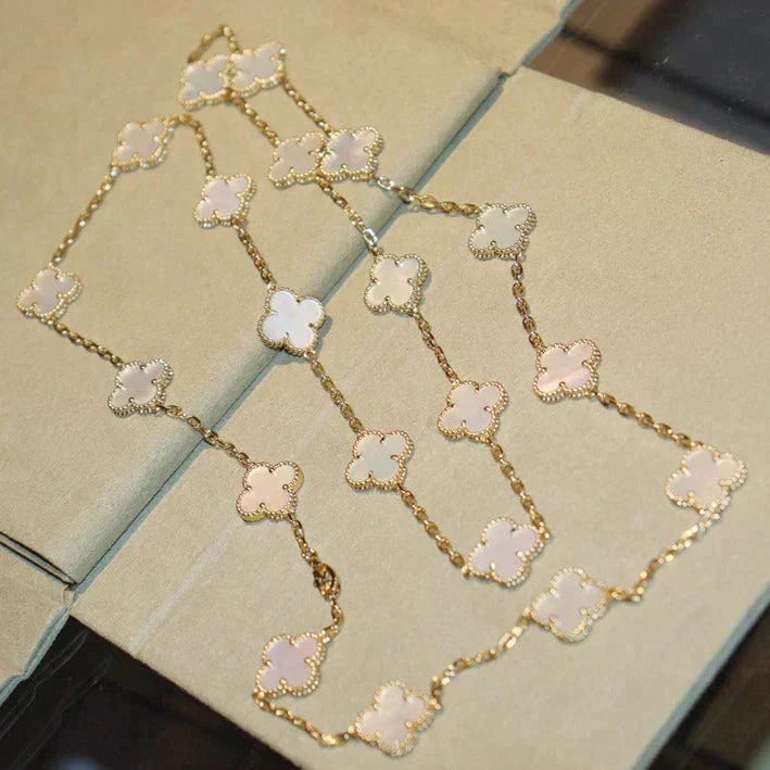 [OrnoraJewelry]CLOVER 20 MOTIFS WHITE MOP NECKLACE