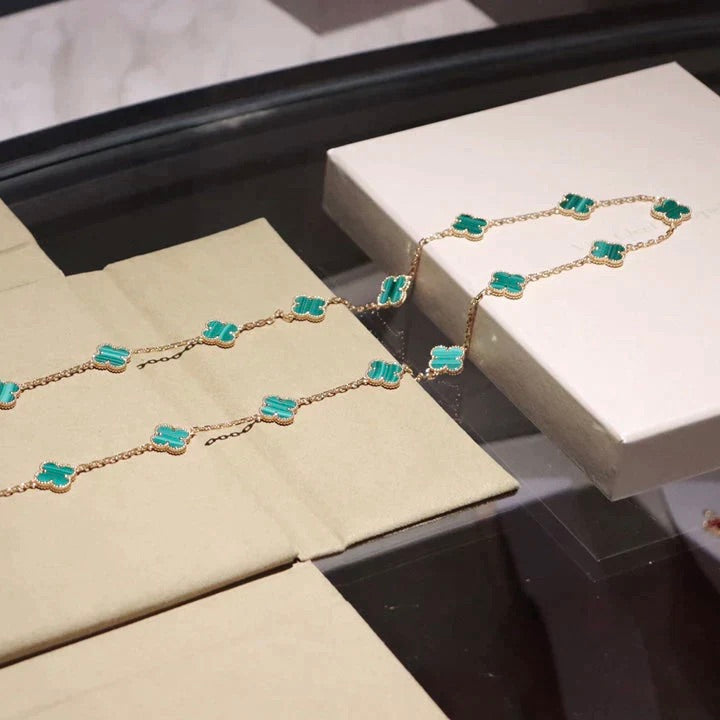 [OrnoraJewelry]CLOVER 20 MOTIFS MALACHITE GOLD