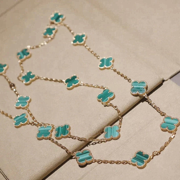 [OrnoraJewelry]CLOVER 20 MOTIFS MALACHITE GOLD