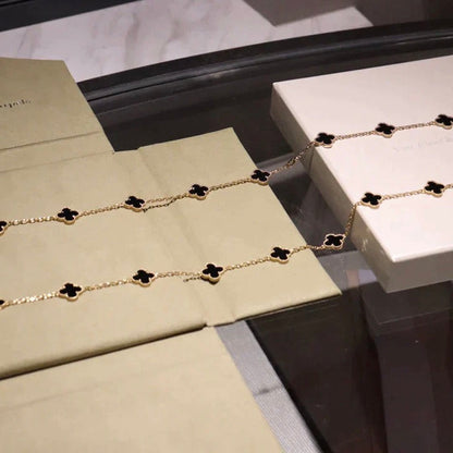 [OrnoraJewelry]CLOVER 20 MOTIFS ONYX NECKLACE