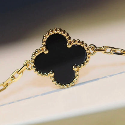 [OrnoraJewelry]CLOVER 20 MOTIFS ONYX NECKLACE