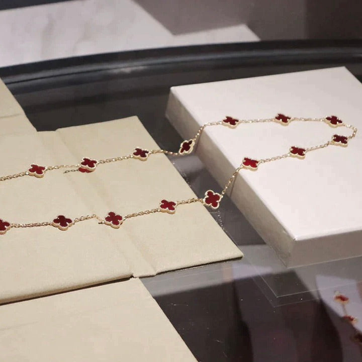 [OrnoraJewelry]CLOVER 20 MOTIFS CARNELIAN NECKLACE