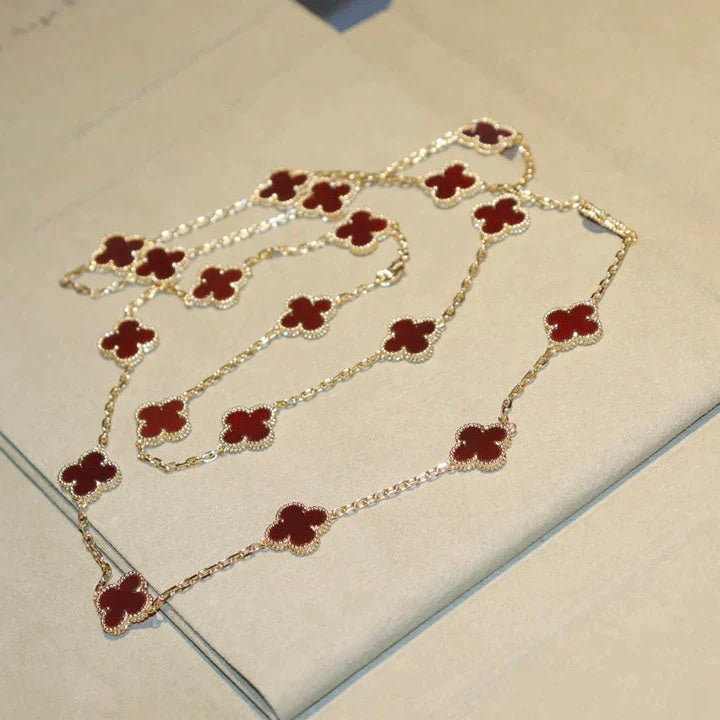[OrnoraJewelry]CLOVER 20 MOTIFS CARNELIAN NECKLACE