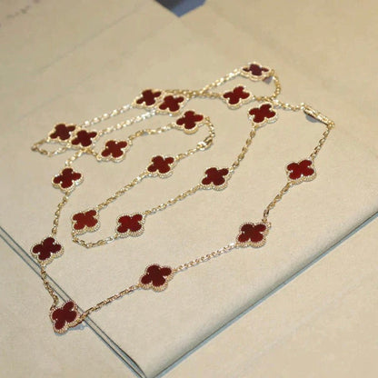 [OrnoraJewelry]CLOVER 20 MOTIFS CARNELIAN NECKLACE