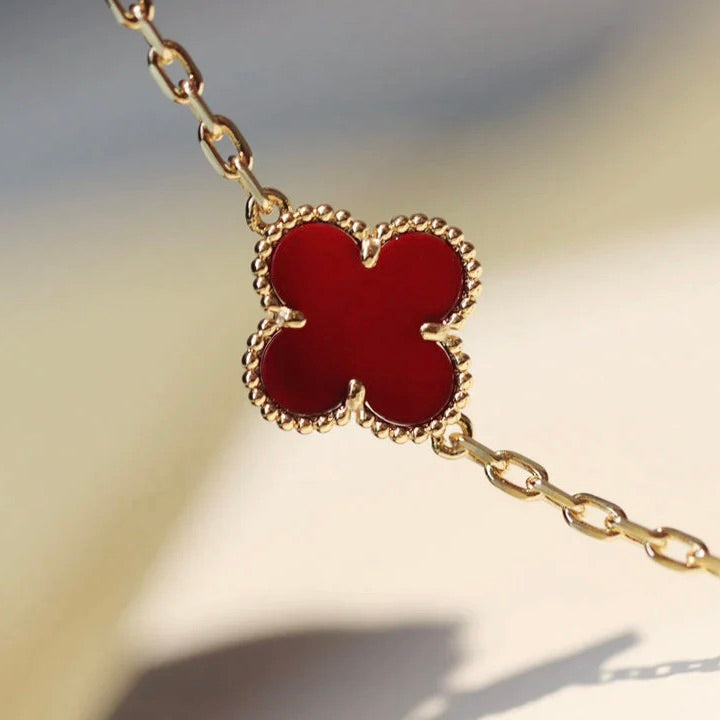 [OrnoraJewelry]CLOVER 20 MOTIFS CARNELIAN NECKLACE