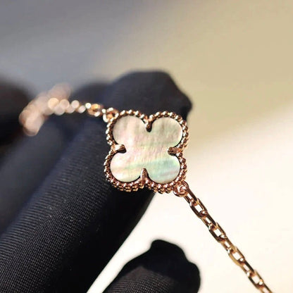 [OrnoraJewelry]CLOVER 20 MOTIFS DARK MOP DIAMOND  NECKLACE