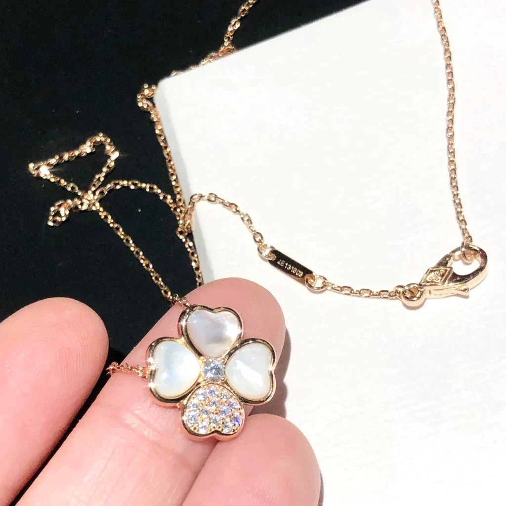 [OrnoraJewelry]CLOVER MOP DIAMOND ROSE GOLD NECKLACE