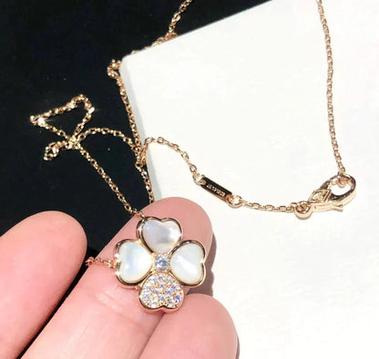 [OrnoraJewelry]CLOVER MOP DIAMOND ROSE GOLD NECKLACE