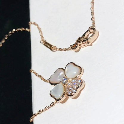 [OrnoraJewelry]CLOVER MOP DIAMOND ROSE GOLD NECKLACE