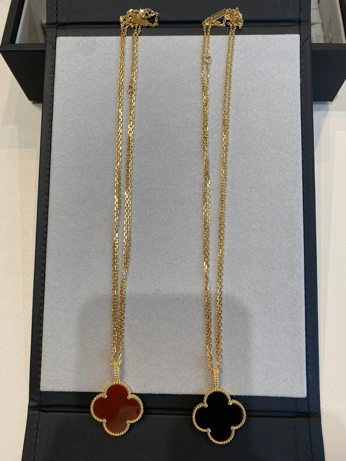 [OrnoraJewelry]CLOVER 25MM NECKLACE GOLD CARNELIAN