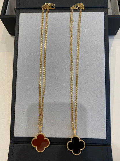 [OrnoraJewelry]CLOVER 25MM NECKLACE GOLD CARNELIAN