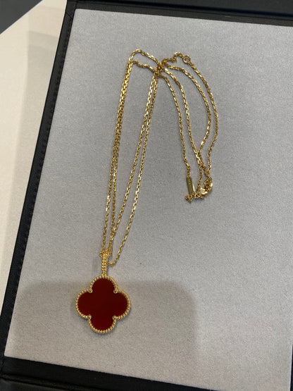 [OrnoraJewelry]CLOVER 25MM NECKLACE GOLD CARNELIAN