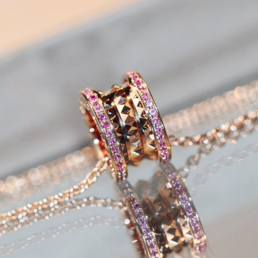 [OrnoraJewelry]ZERO 1 ROCK PINK GOLD PINK DIAMOND NECKLACE
