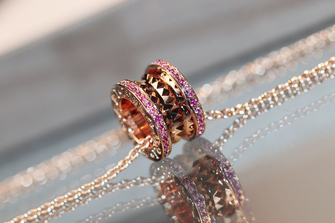 [OrnoraJewelry]ZERO 1 ROCK PINK GOLD PINK DIAMOND NECKLACE