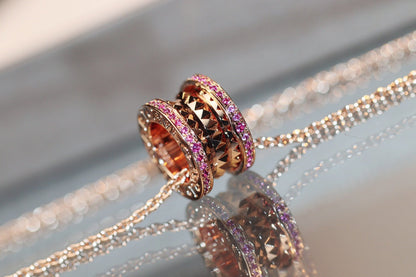 [OrnoraJewelry]ZERO 1 ROCK PINK GOLD PINK DIAMOND NECKLACE
