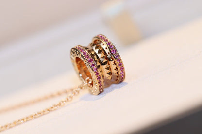 [OrnoraJewelry]ZERO 1 ROCK PINK GOLD PINK DIAMOND NECKLACE