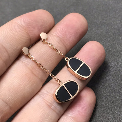 [OrnoraJewelry]CHAINE VERSO BLACK CERAMIC SILVER EARRINGS