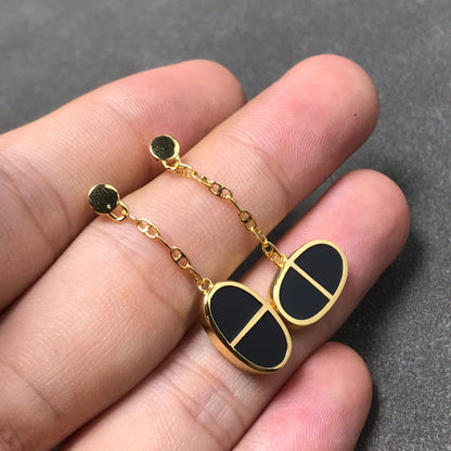 [OrnoraJewelry]CHAINE VERSO BLACK CERAMIC SILVER EARRINGS