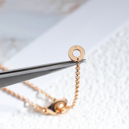 [OrnoraJewelry]ZERO 1 WHITE CERAMIC PINK GOLD DIAMOND NECKLACE