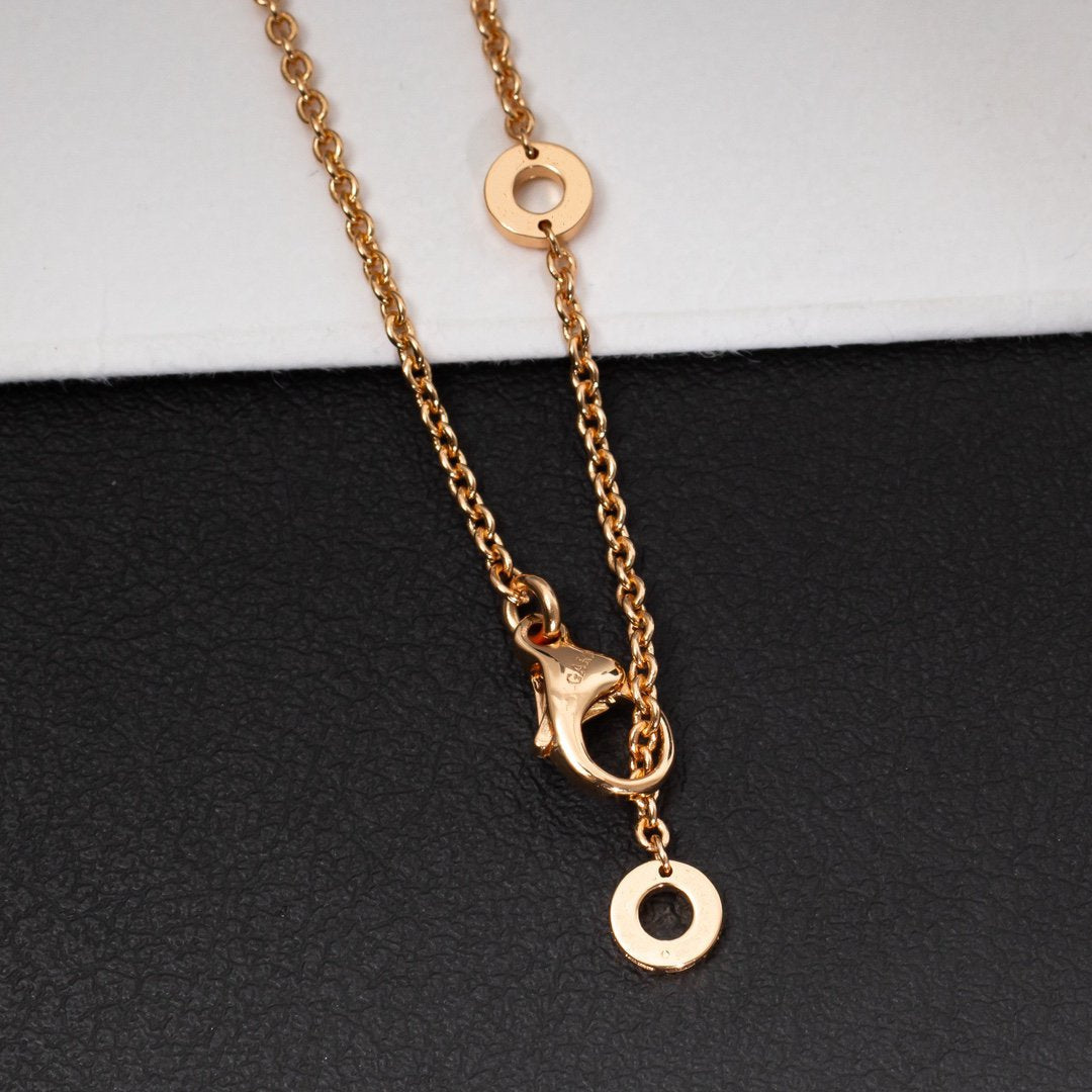 [OrnoraJewelry]ZERO 1 WHITE CERAMIC PINK GOLD DIAMOND NECKLACE