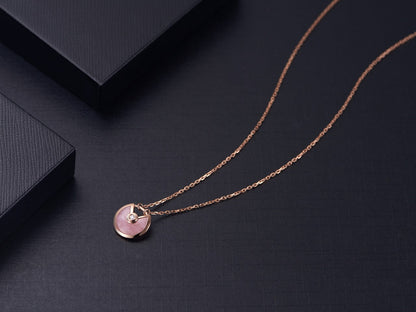 [OrnoraJewelry]AMULETTE ROSE GOLD PINK MOP NECKLACE