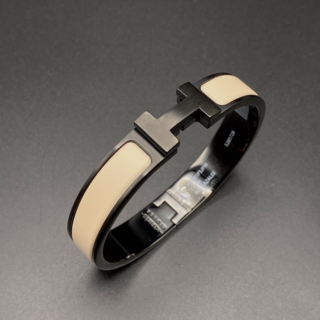 [OrnoraJewelry]H BRACELET 12MM BLACK BEIGE CERAMIC