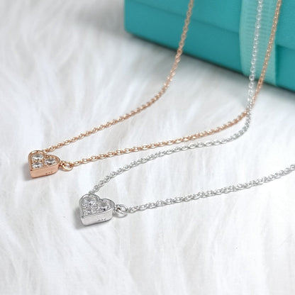 [Ornora Jewelry]HEART 3 DIAMONDS PEDANT NECKLACE
