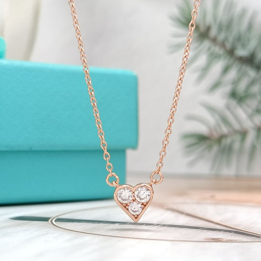 [Ornora Jewelry]HEART 3 DIAMONDS PEDANT NECKLACE