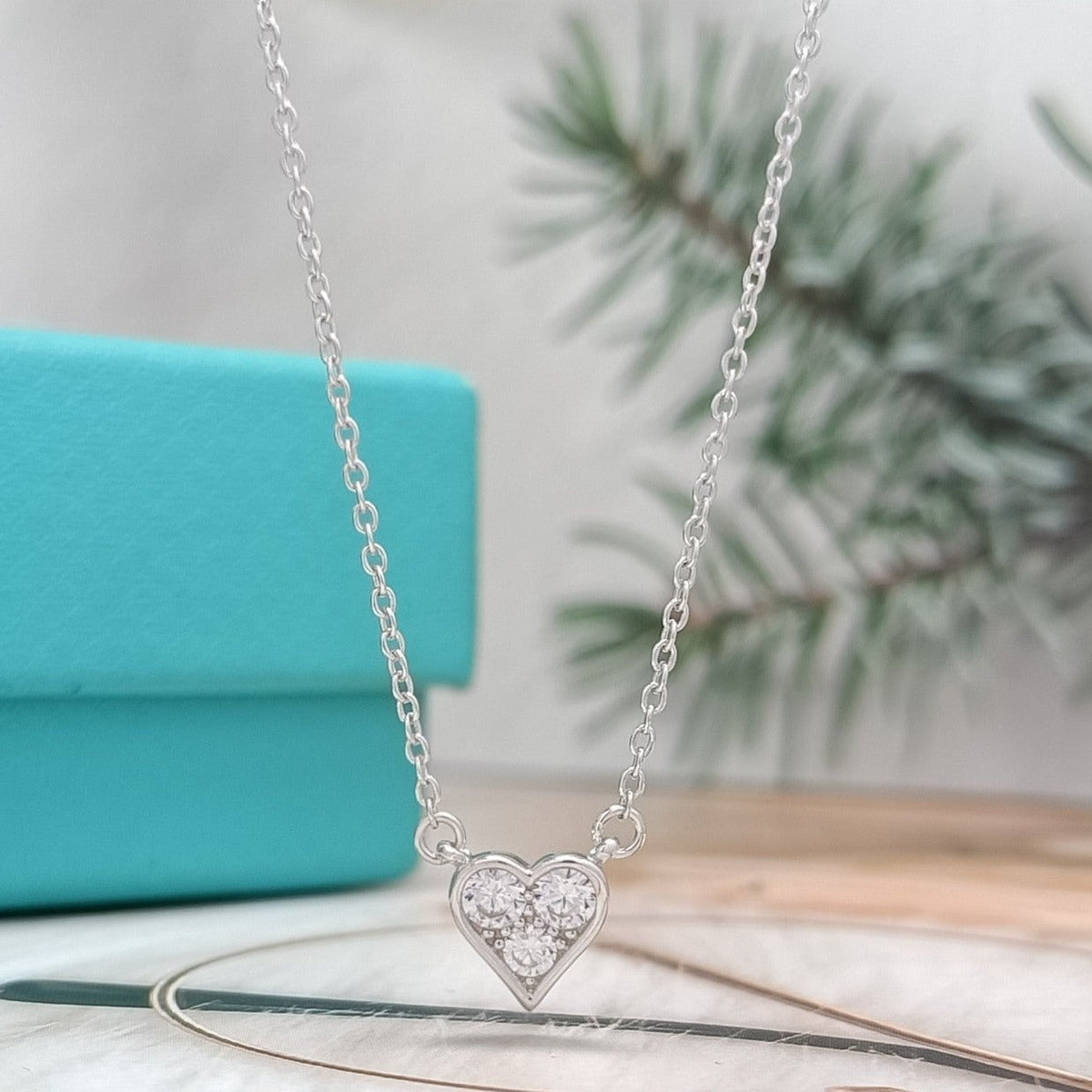 [Ornora Jewelry]HEART 3 DIAMONDS PEDANT NECKLACE
