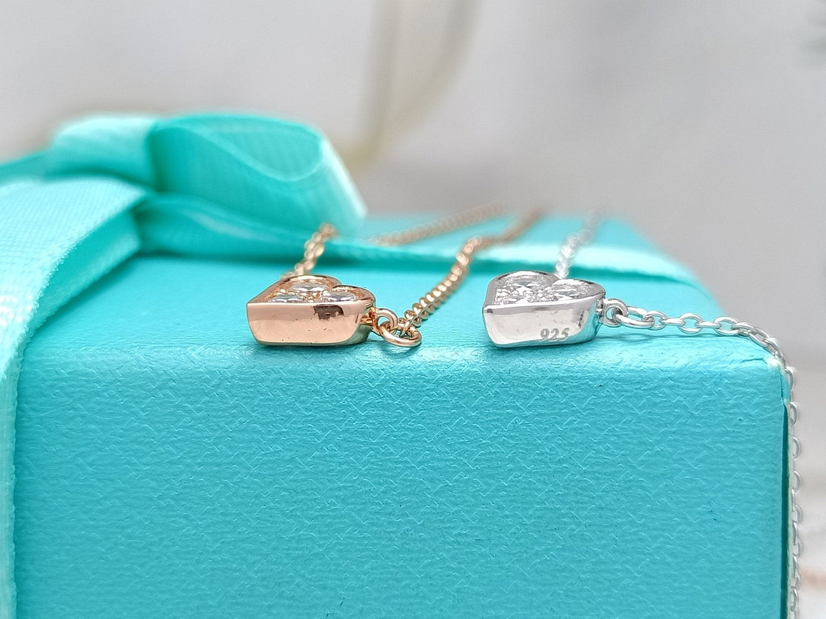 [Ornora Jewelry]HEART 3 DIAMONDS PEDANT NECKLACE